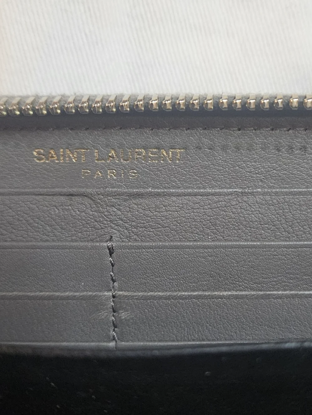 Yves Saint Laurent Gray Leather Zip Wallet with Gold YSL Emblem - Picture 9 of 9